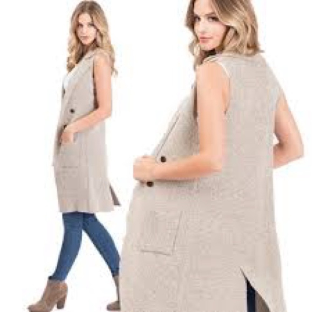 Love Tree Beige Sleeveless Cardigan - Picture 8 of 10